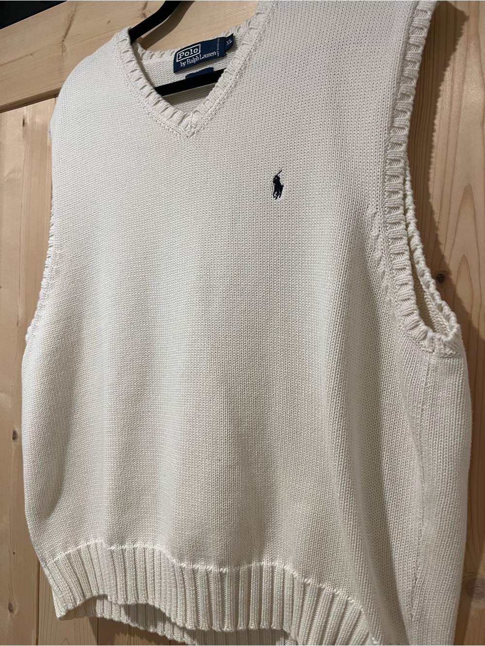 Ralph Lauren White V-Neck Sweater Vest with Navy Pony XL - Picture 5 of 7